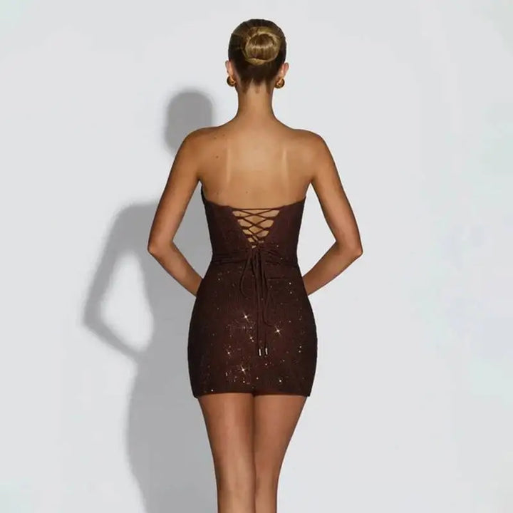 Women's Strapless Sequin Corset Mini Dress