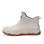 Women's Chelsea-style ankle rain boots with round toes and lugged soles