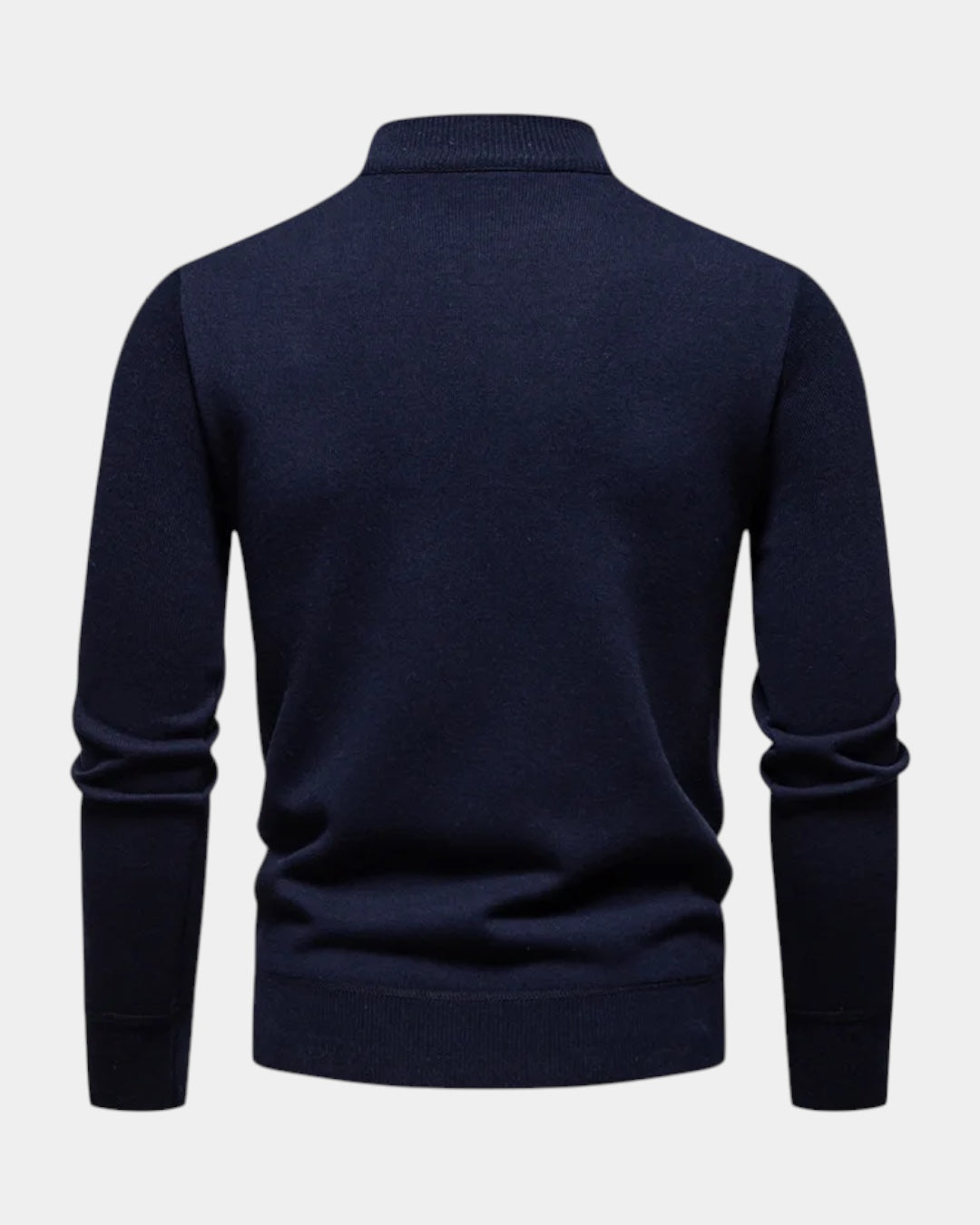 Men's long-sleeve quarter-zip jumper with ribbed mock neck and cuffs