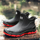 Women's Chelsea-style ankle rain boots with round toes and lugged soles