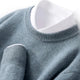 Men's fine-knit crew-neck jumper with long sleeves and ribbed trims