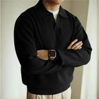 Men's collared long sleeve knit polo shirt