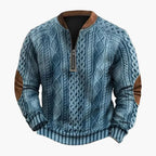Men's textured quarter-zip sweater with stand collar