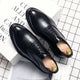 Men's black polished lace-up Oxford dress shoes
