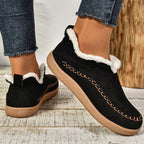 Women's ankle boots with faux fur trim and textured sole