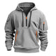 Men's long-sleeve hooded hoodie with half zip and multiple utility pockets
