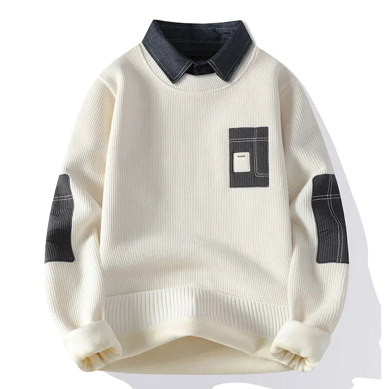 Multicolor geometric turtleneck knit sweater with long sleeves