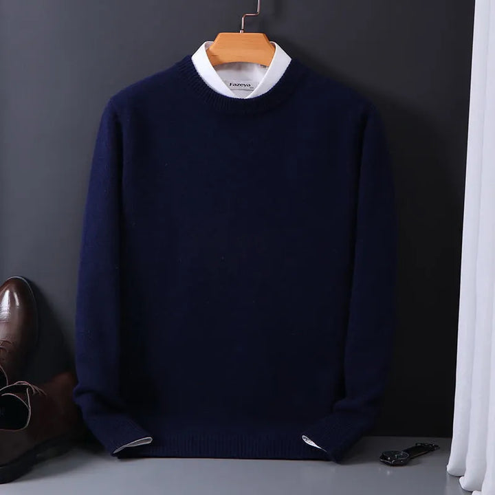 Men's plain crew neck knit sweater