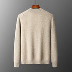 Men's long-sleeve zip-up cardigan with ribbed mock neck and trims
