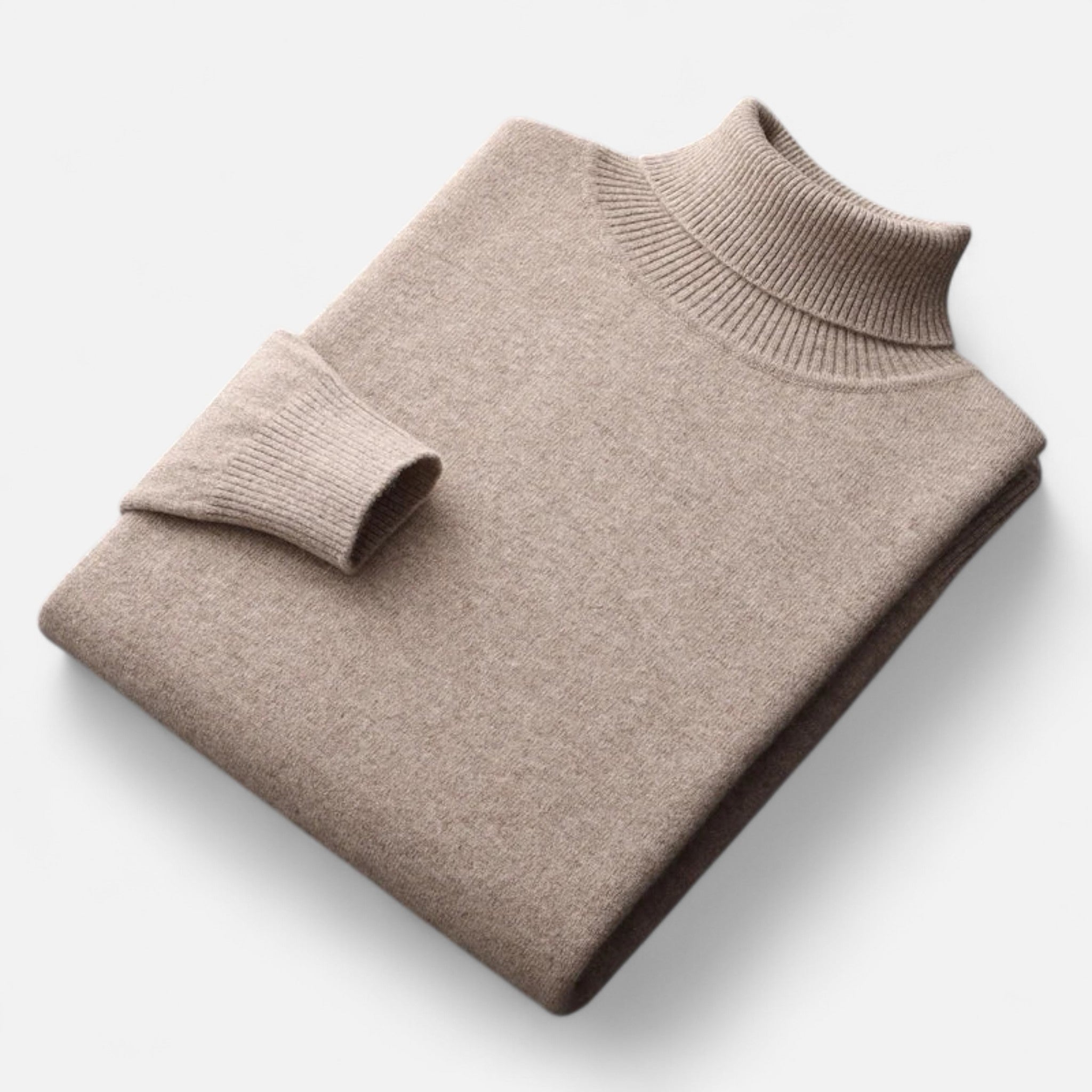 Plain men's roll neck sweater with ribbed trims