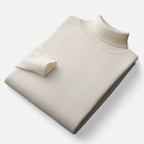 Plain men's roll neck sweater with ribbed trims
