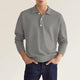 Men's long sleeve knitted polo shirt with collared neckline and button placket