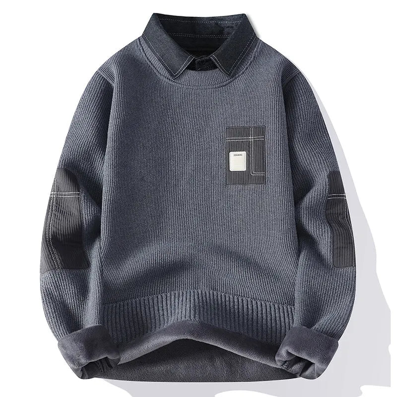 Multicolor geometric turtleneck knit sweater with long sleeves