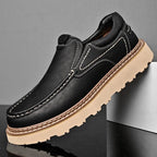 Women's leather moc toe loafers with lug soles