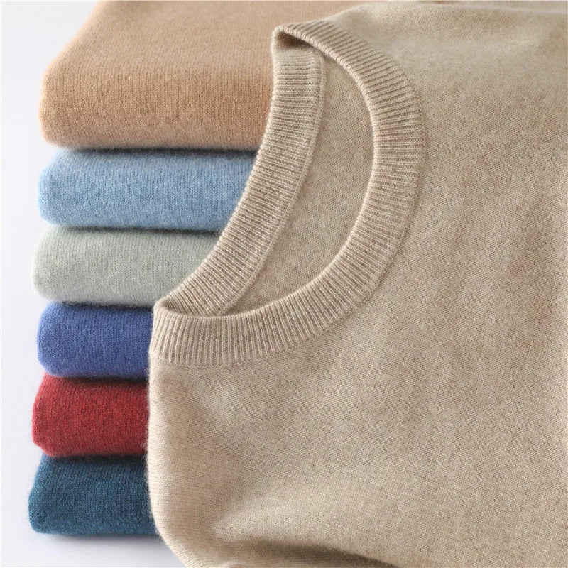 Men's plain crew neck jumper with long sleeves and ribbed trims