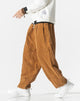 Men's wide-leg ribbed corduroy trousers with drawstring waist