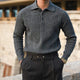 Men's cable knit polo sweater with long sleeves