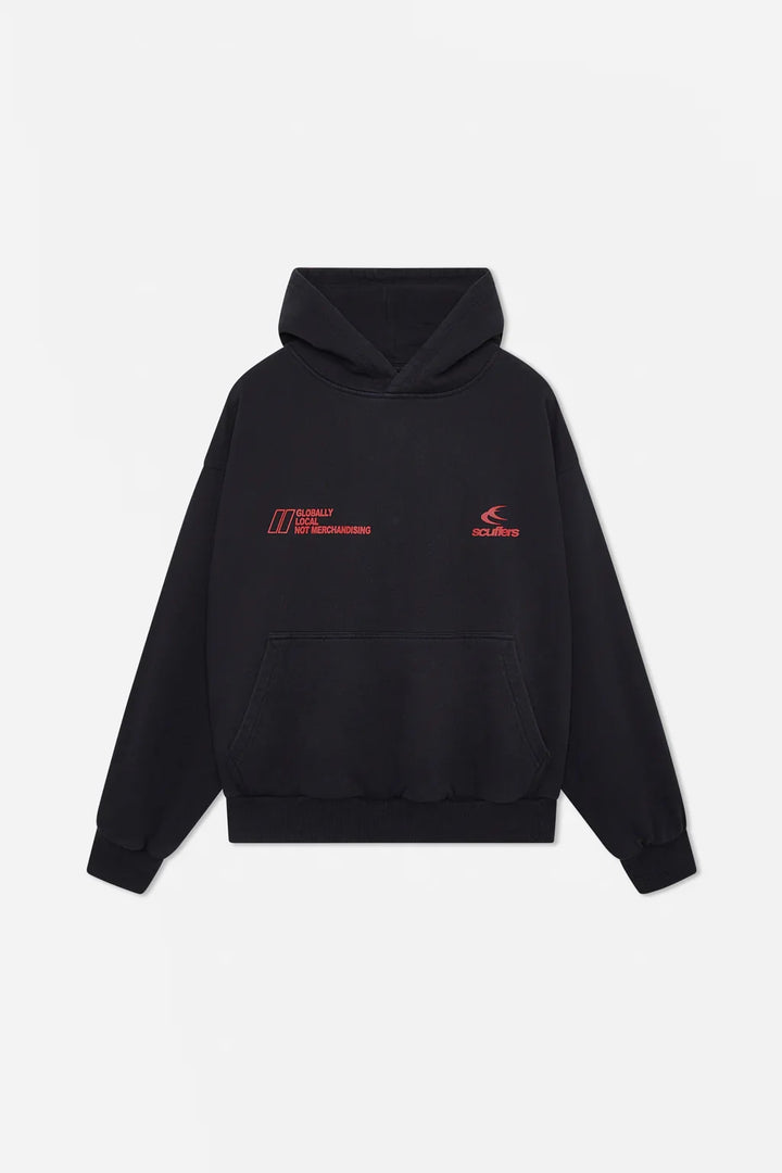 Unisex hooded sweatshirt with long sleeves, front pouch pocket and chest logo details