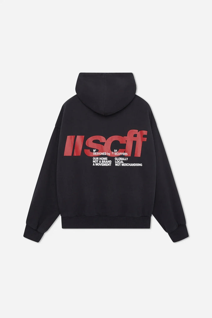 Unisex hooded sweatshirt with long sleeves, front pouch pocket and chest logo details