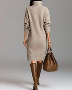 Women's ribbed collared button-front midi dress