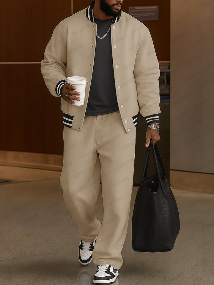 Men's Bomber Jacket and Trousers Two-Piece Set