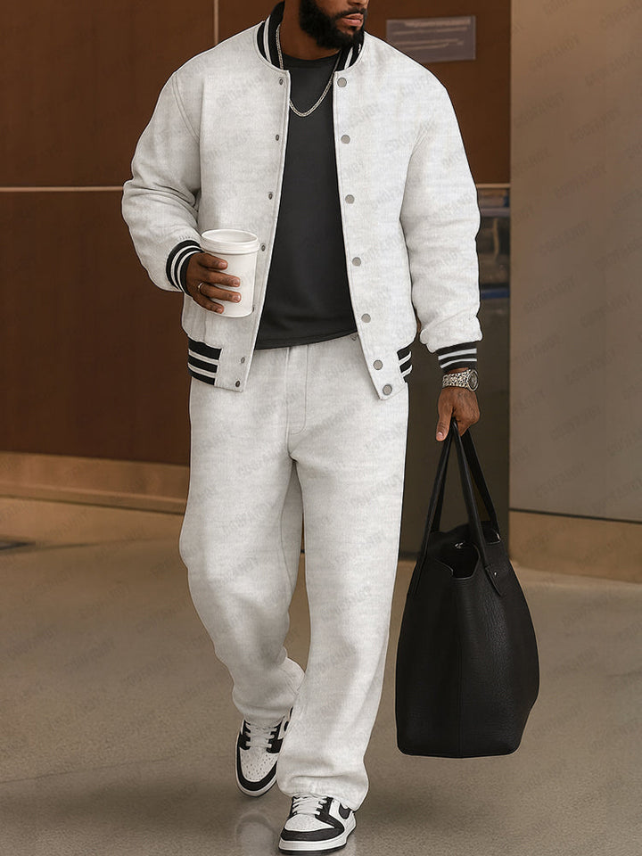 Men's Bomber Jacket and Trousers Two-Piece Set