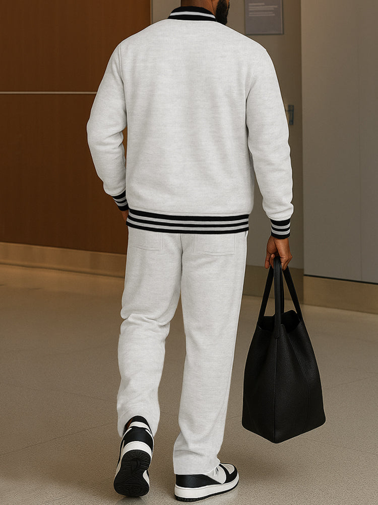 Men's Bomber Jacket and Trousers Two-Piece Set