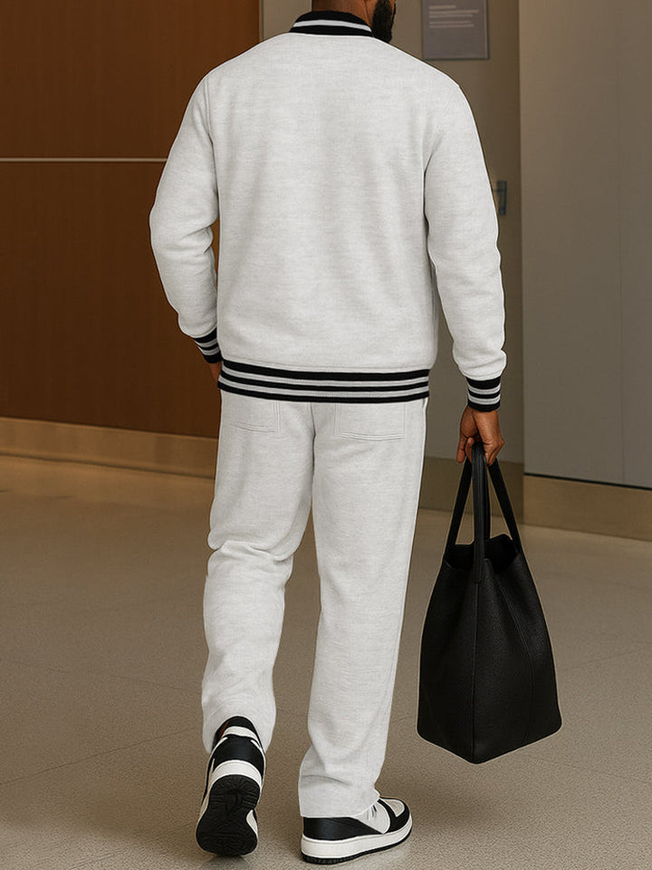 Men's Bomber Jacket and Trousers Two-Piece Set