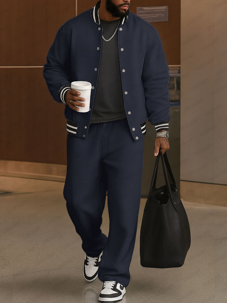 Men's Bomber Jacket and Trousers Two-Piece Set