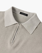 Men's ribbed half-zip sweater with pointed collar in grey and black options