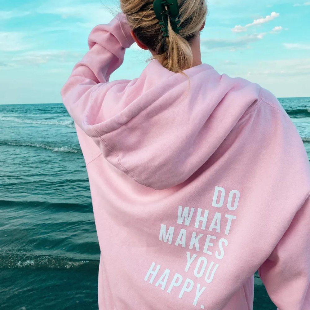 Women's oversized hooded sweatshirt with bold back text print
