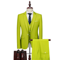 Men's three-piece suit with notch-lapel jacket, buttoned waistcoat and matching trousers