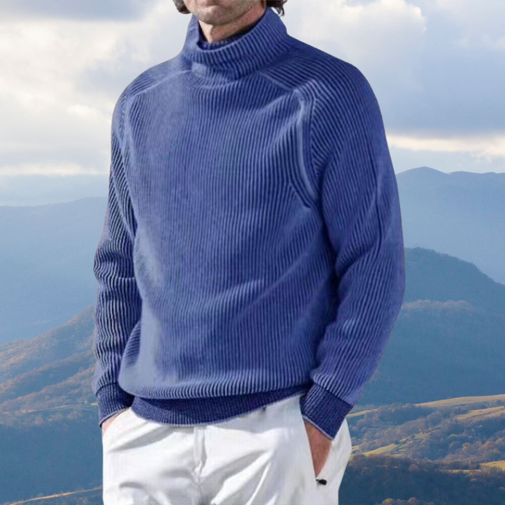 Men's ribbed turtleneck sweater with long sleeves