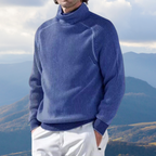 Men's ribbed turtleneck sweater with long sleeves