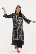 Women's floral shirt and cropped culotte set with decorative trims