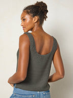 Women's dark gray floral intarsia sweater tank