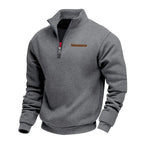 Men's quarter-zip fleece sweatshirt with mock neck and long sleeves