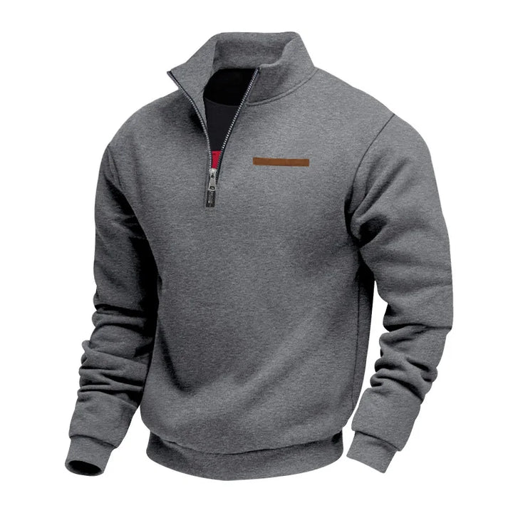 Men's quarter-zip fleece sweatshirt with mock neck and long sleeves