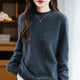 Women's fuzzy crew neck sweater with long sleeves