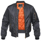 Men's quilted bomber jacket with zip front and side pockets