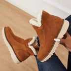 Women's ankle boots with light trim and flat ridged soles