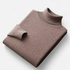Plain men's roll neck sweater with ribbed trims