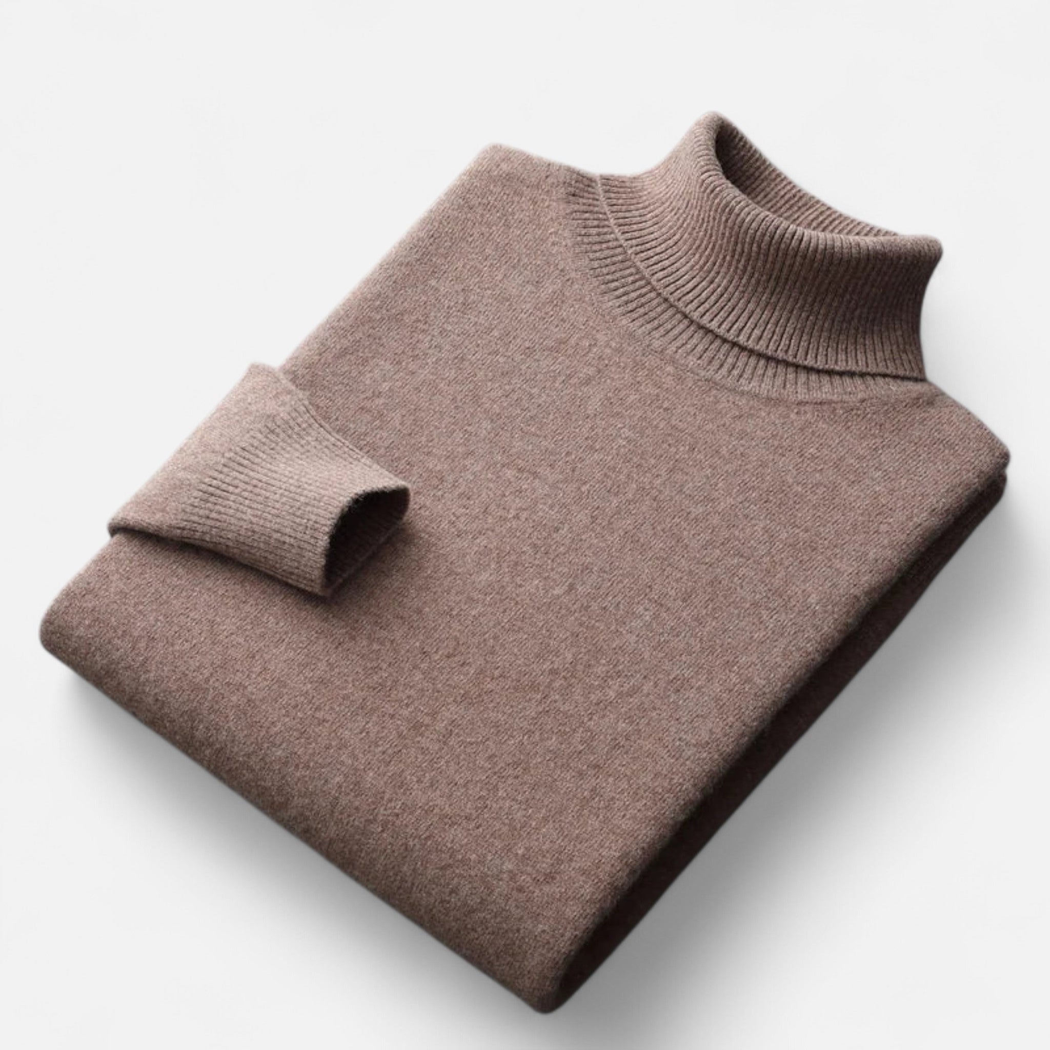 Plain men's roll neck sweater with ribbed trims