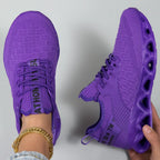 Women's textured knit lace-up sneakers with sculpted sole