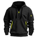 Men's long-sleeve hooded hoodie with half zip and multiple utility pockets
