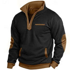 Men's textured quarter-zip sweatshirt with mock neck and contrast panels
