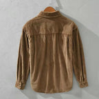 Men's long-sleeved corduroy shirt with button front and two chest pockets