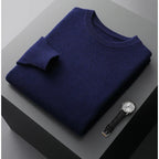 Plain crew neck sweater with long sleeves and ribbed trims