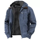 Men's hooded workwear jacket with zip front and utility pockets