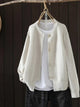 Women's ribbed knit cardigan with pearl-style buttons